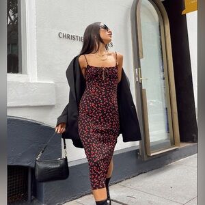 Princess Polly Noda Midi Dress Black/Red